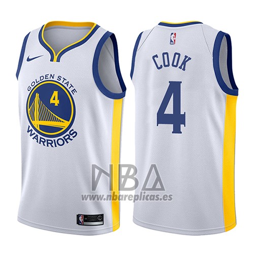 Camiseta Golden State Warriors Quinn Cook NO 4 Association 2017-18 Blanco